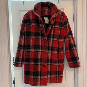 Plaid Sherpa Coat